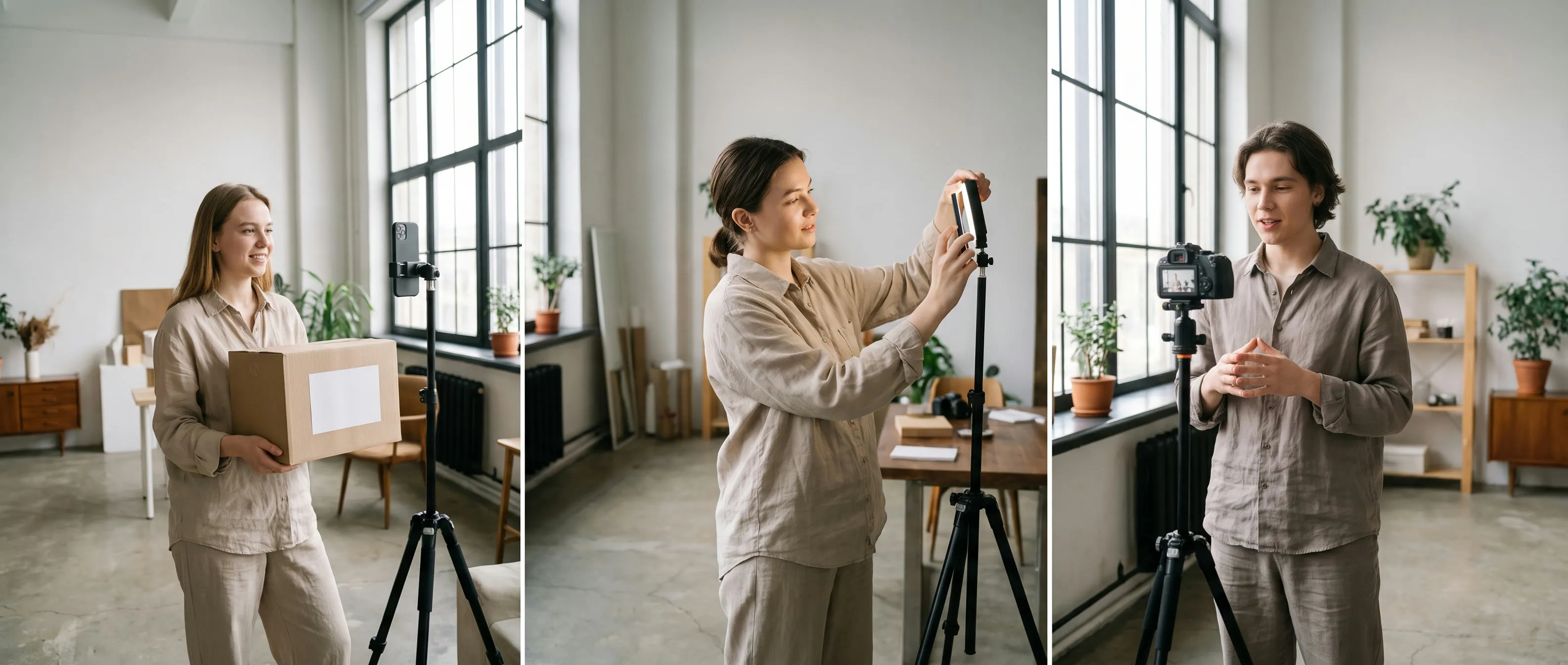 UGCHouse creators filming vertical video in a studio
